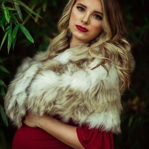 Faux fur shawl wrap